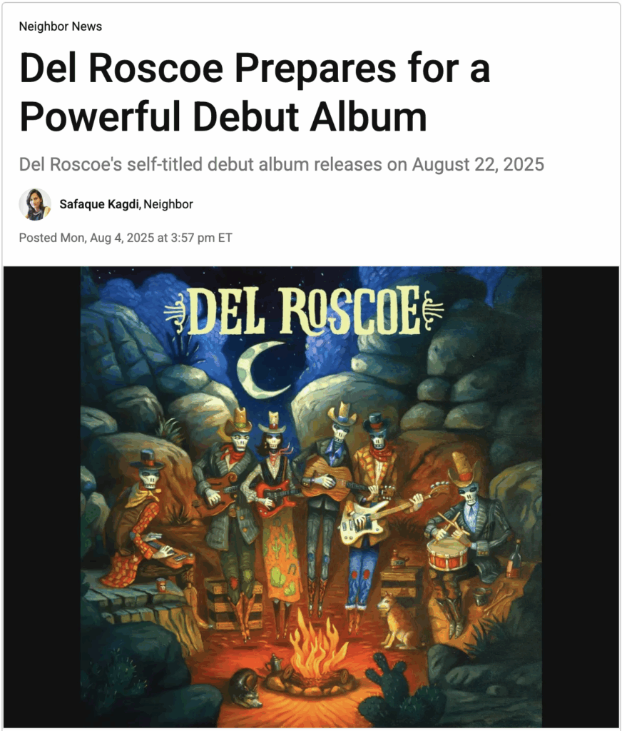 Screen capture of Patch.com article of Del Roscoe